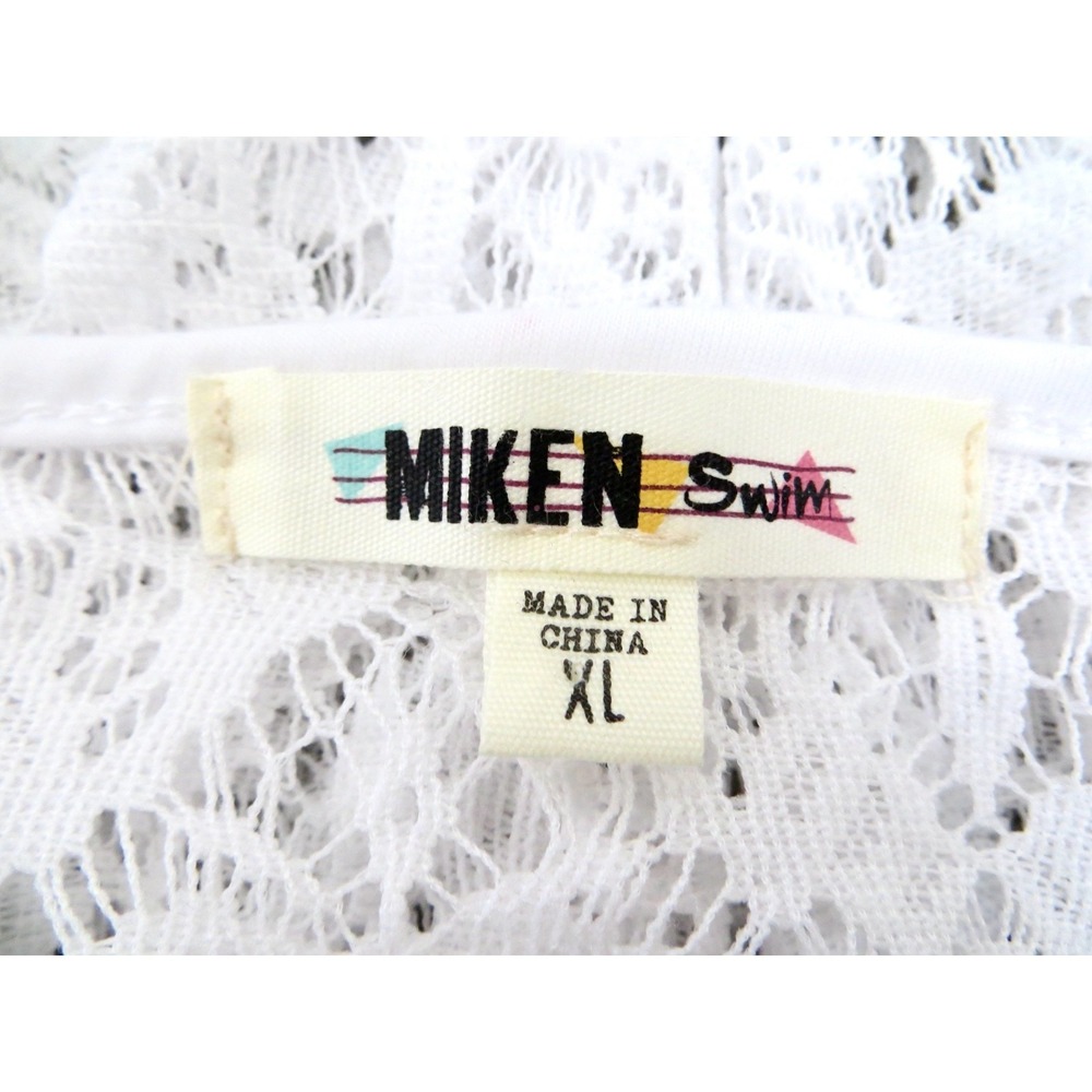 NEW! Miken Swim Crochet Lace Swimsuit Cover Up Pullover White SZ XL - Picture 6 of 7